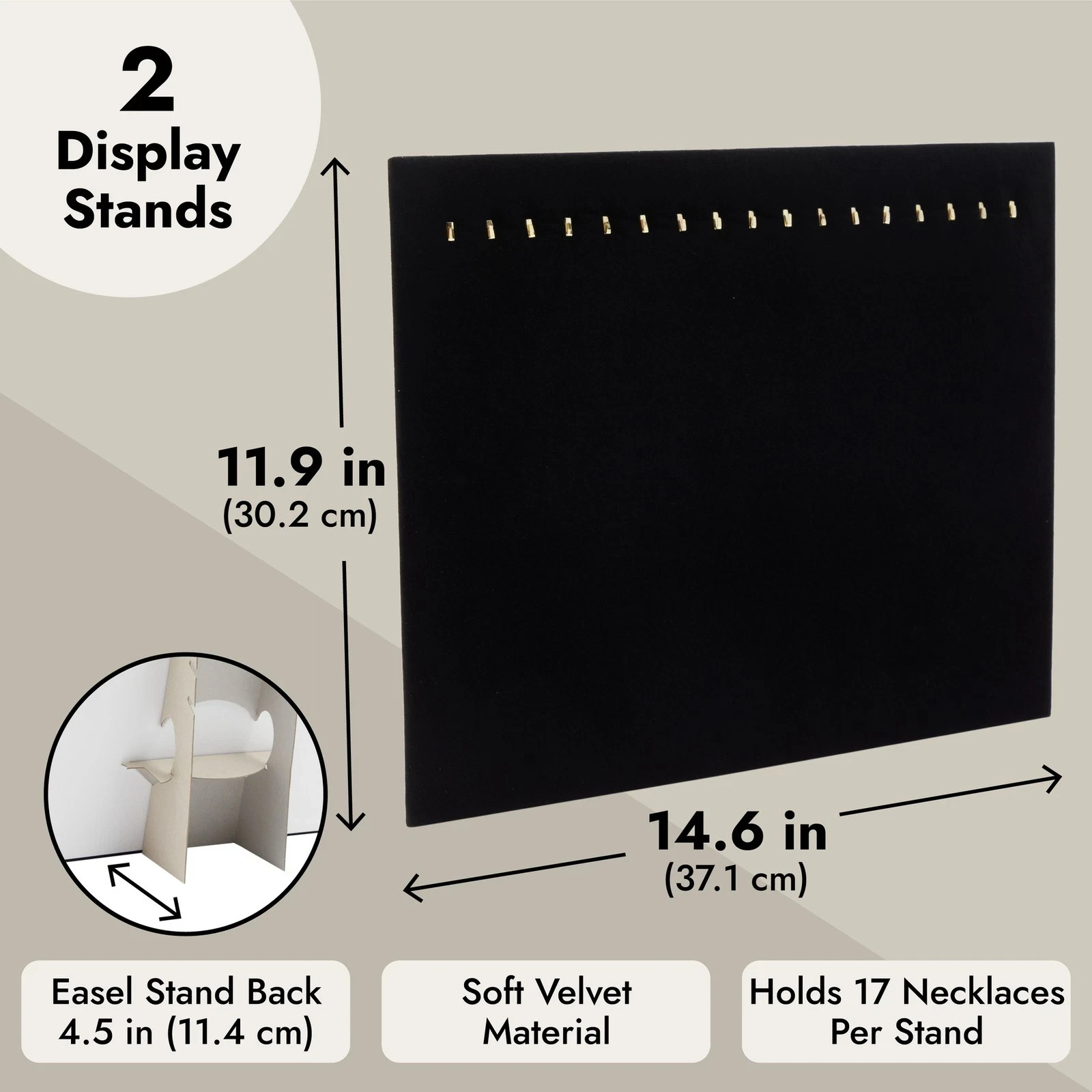 2-Pack Jewelry Display for Selling (17 Hooks, Black)