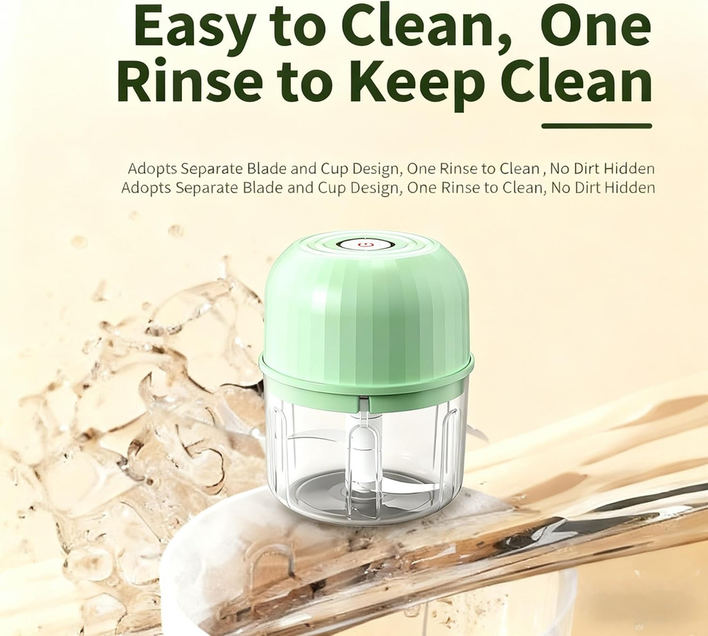 Type-C Rechargeable Electric Food Processor 260Ml - Reverse-Plug Compatible Port