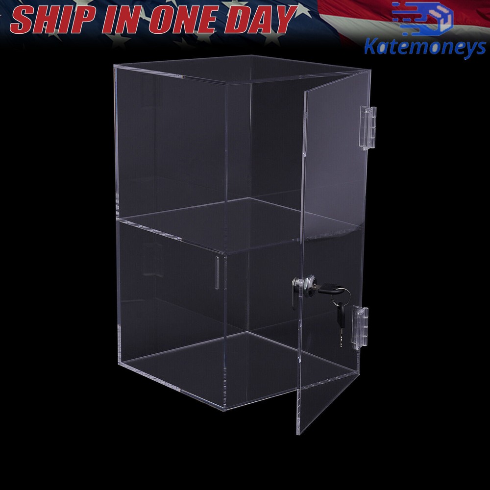 2-layers Countertop Display Case 20*20*35cm Locking Security Showcase Cabinet US