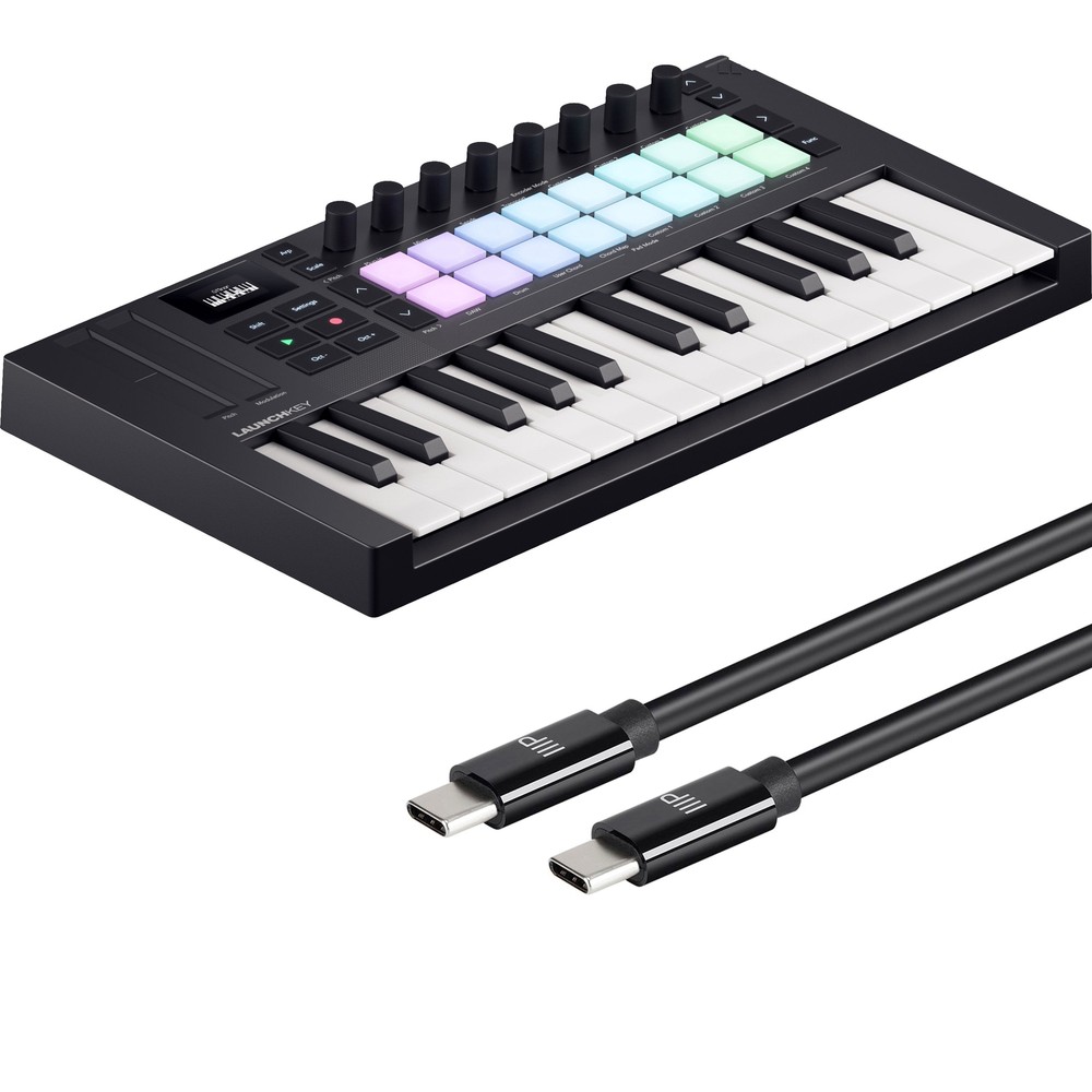 Novation Launchkey Mini 25 Mk4 Keyboard Controller USB-C CABLE KIT