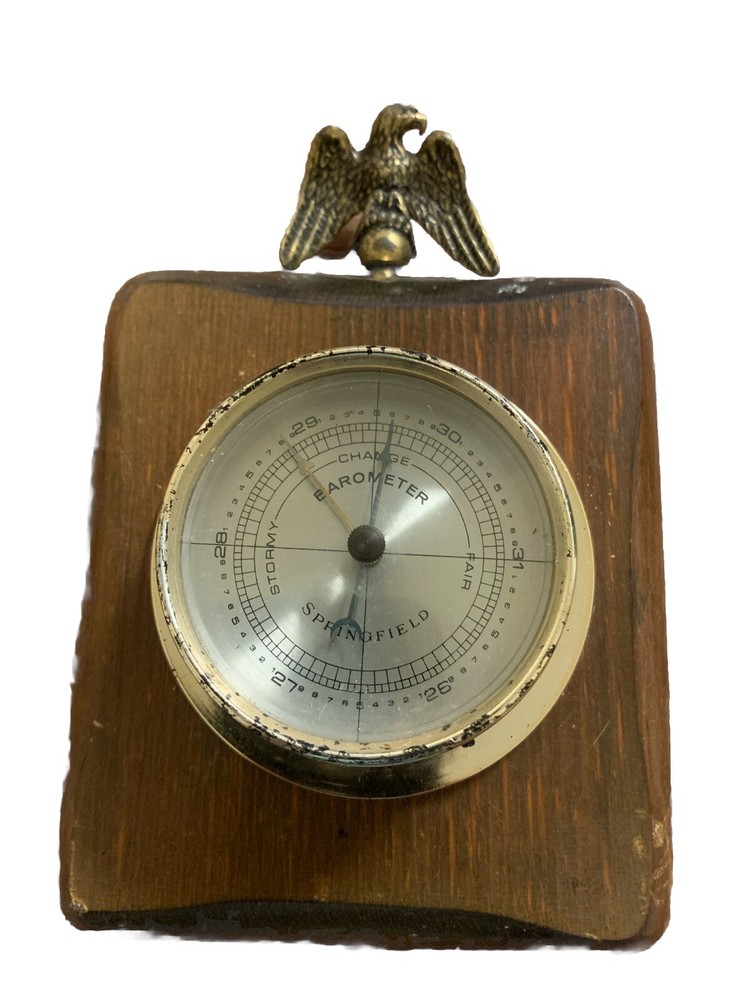 Vintage Springfield Instruments Brass Eagle Thermometer Hackensack NJ USA