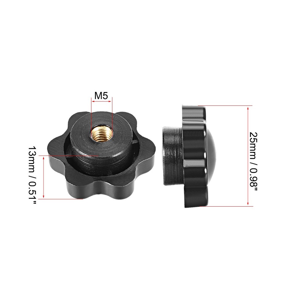 Locking handle screw knobs star knob M5 ×7mm female thread 4pcs