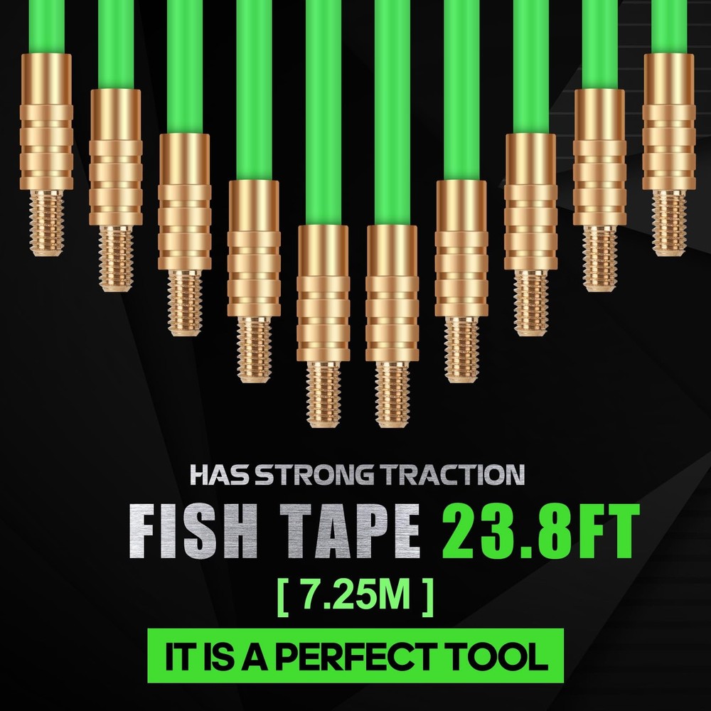 23.8FT Fiberglass Running Electrical Wire Cable Glow Rods Wire Pulling, Fish ...