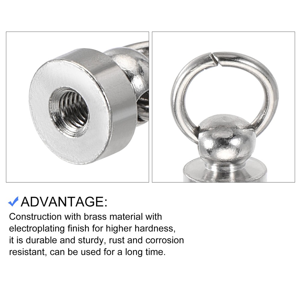 20Pcs Round Head Pull Ring Rivet Studs 8mm/0.32" Brass Button Rivets with Screw