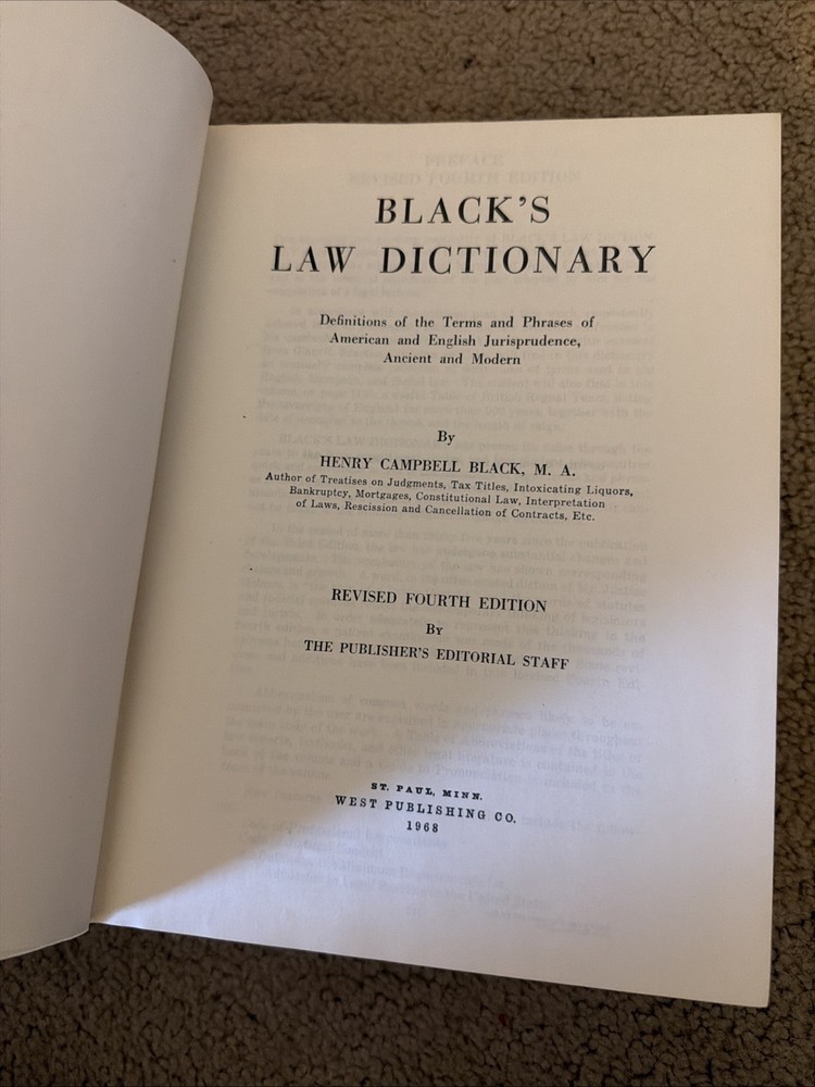 Black's Law Dictionary Revised Fourth Edition HC 1968