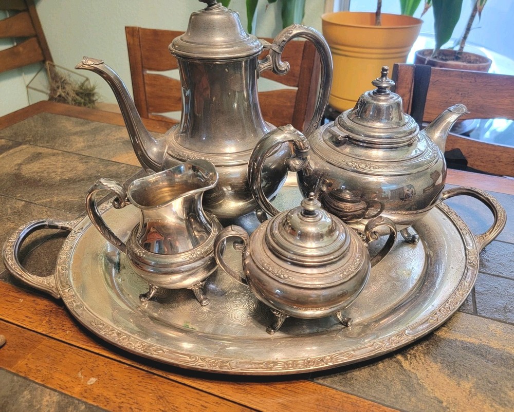 Holmes & Edwards "Youth" Pattern Coffee & Tea Service Set Pots Tray Cream Sugar