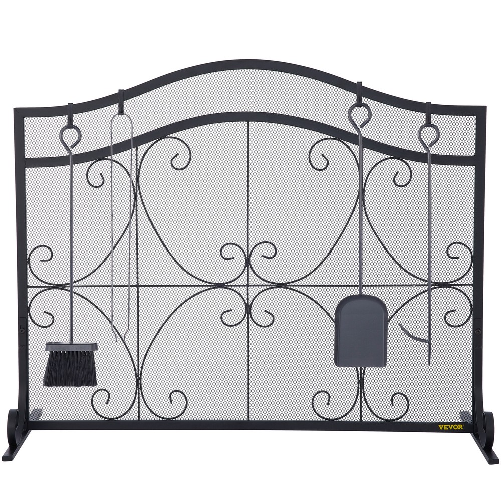 Fireplace Screen Spark Guard Protector Single Panel Free Standing Home Decor