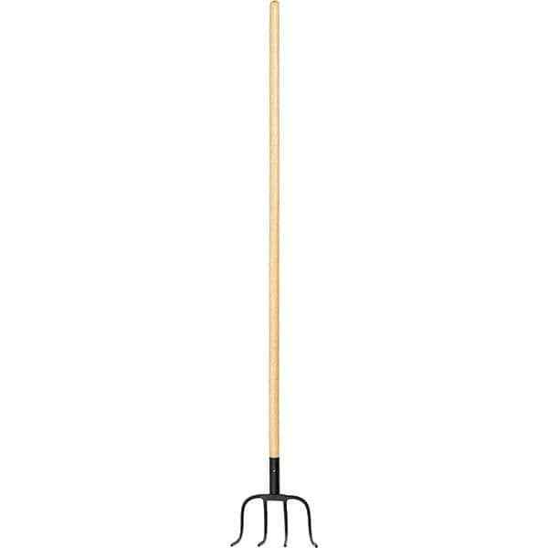 PRO-SOURCE Refuse Hook with 54-3/4" Straight Wood Handle, 4 Tines