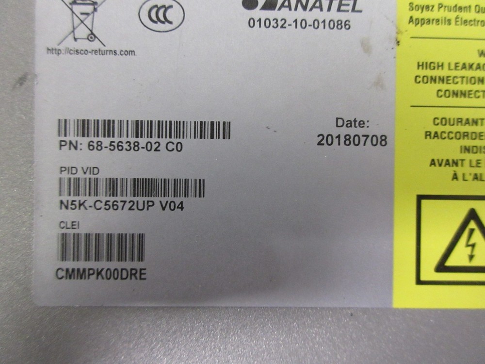 Cisco N5K-C5672UP v04 54 Port Ethernet Network Switch