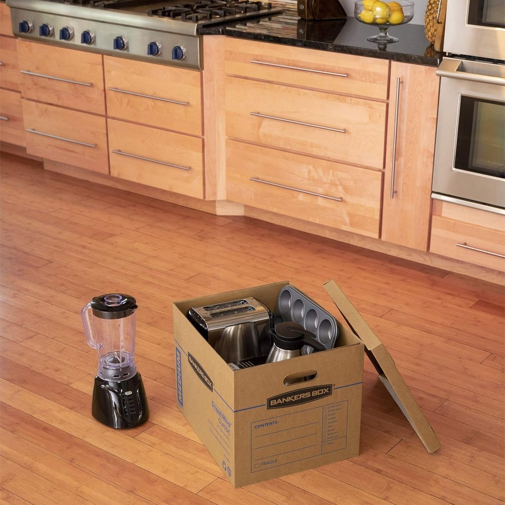 Medium Classic Moving Boxes, 20-Pack Tape-Free Assembly, Lidded Boxes