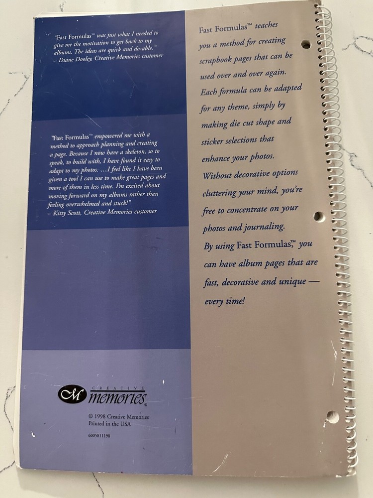 Creative Memories Collection/Fast Formulas/15 Page Layout Methods/1998 Spiral Bk
