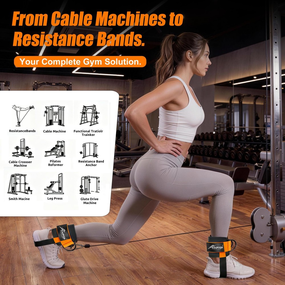 HPYGN Ankle Strap for Cable Machine, Padded Straps 1Pair-Orange