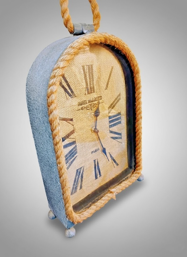 Rustic Table Clock by Privilege Intl – Antique Style w/ Rope Trim, Paris Dial