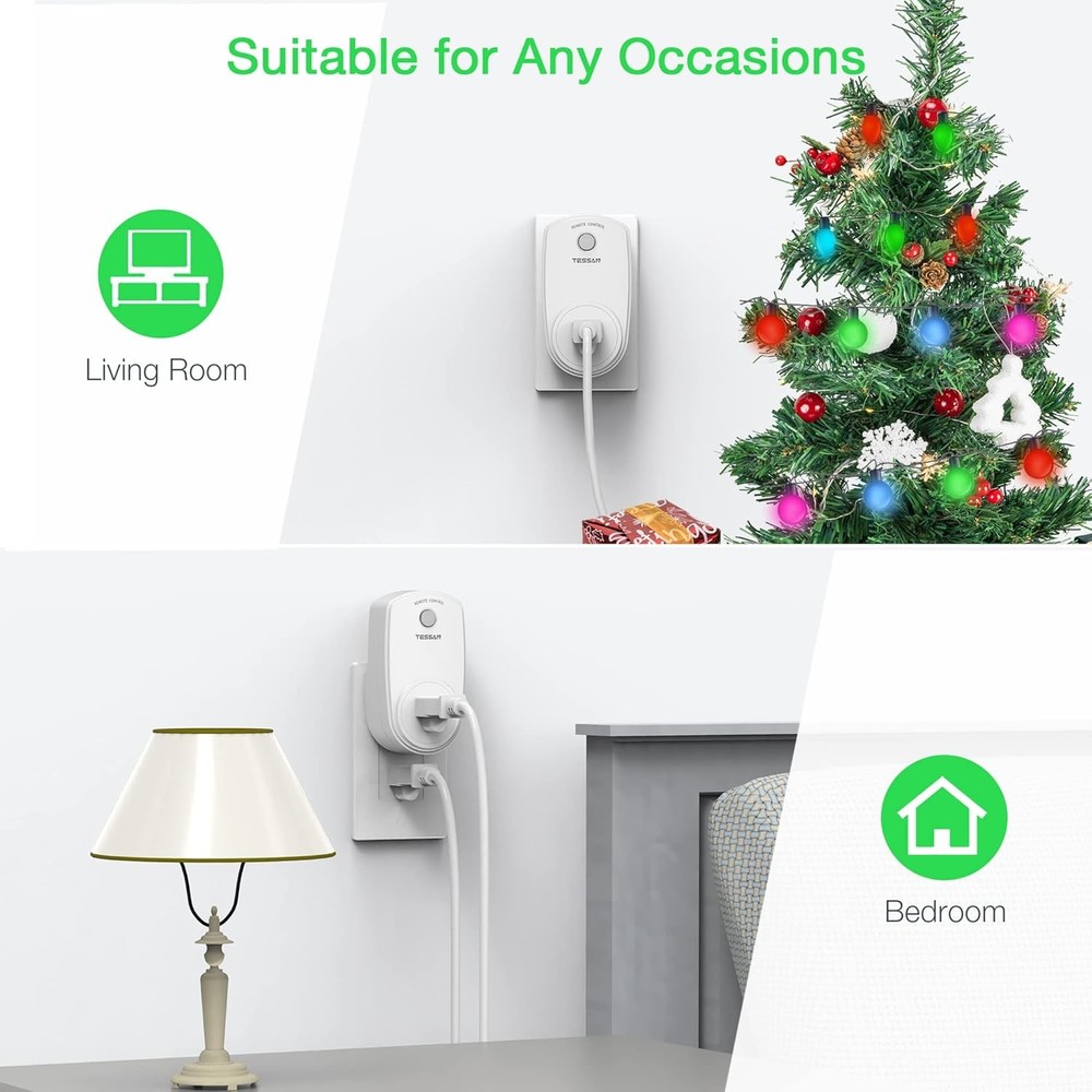 1 Remote Control Outlet, Wireless Plug Switch for Lights, 1200W, 100ft RF Range