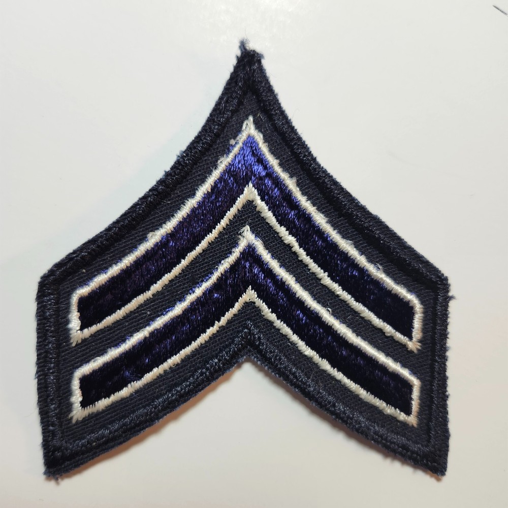 (2) Corporal Chevron Patch 3" - 2 White & NAVY stripes on DK NAVY | Schiffli