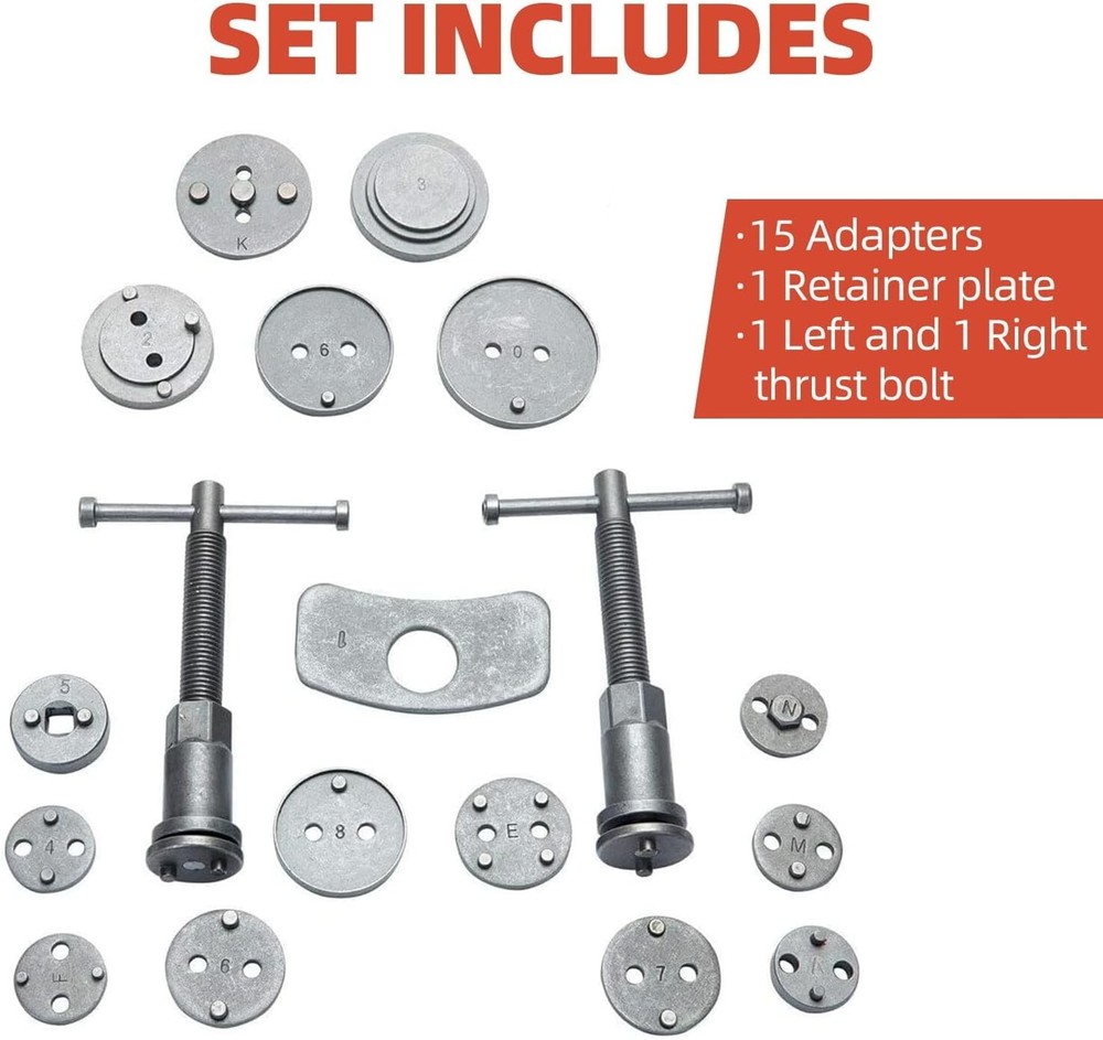 18Pcs Universal Disc Brake Caliper Rewind Tool Compression Piston Wind Back Kit
