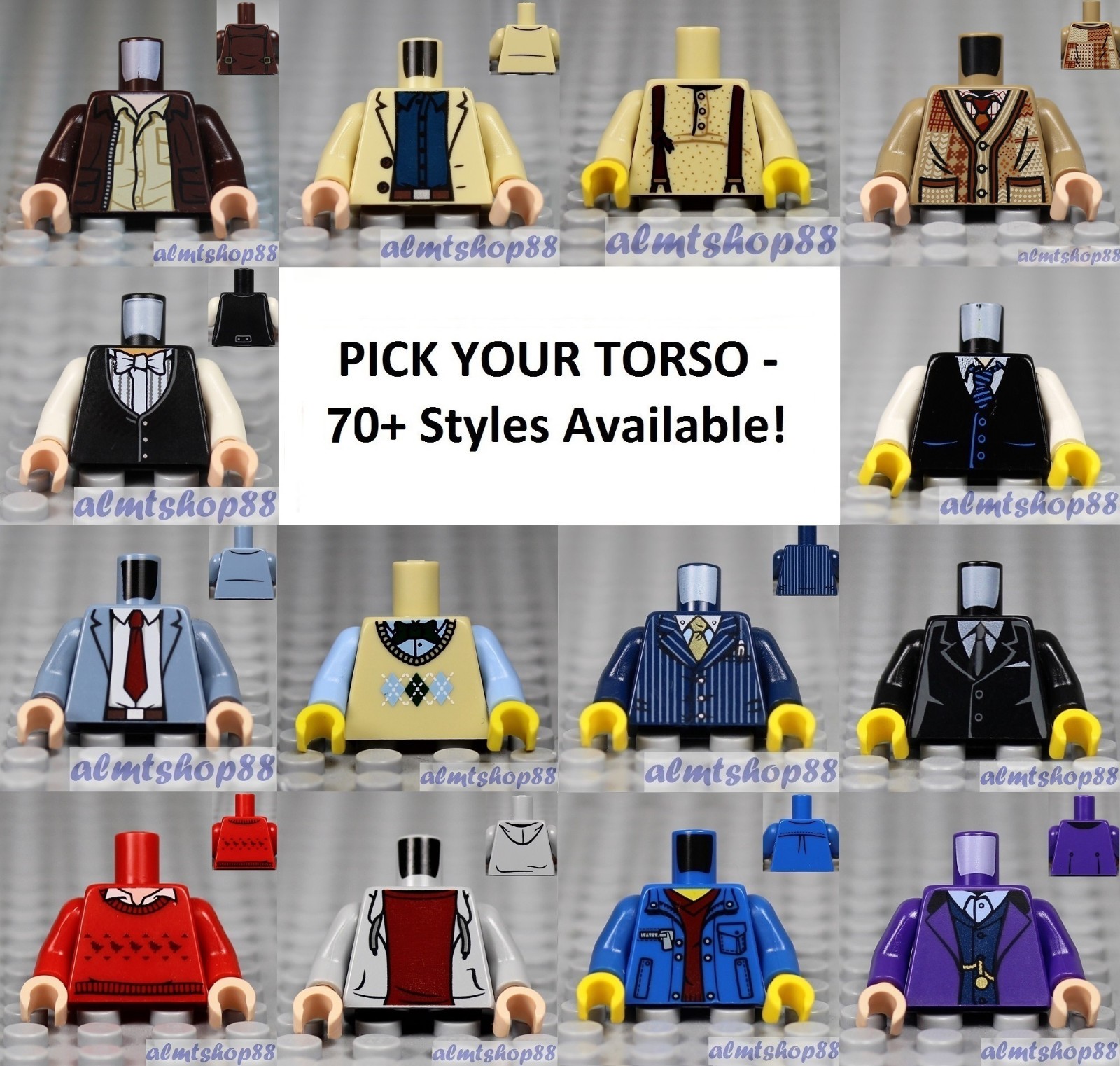 LEGO - Torsos CITY Male - PICK YOUR STYLE - Minifigure Body Parts Vest Town B
