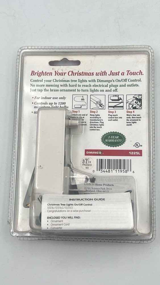Dimango Christmas Tree Lights Brass ON/OFF Touch Control Switch Ornament New