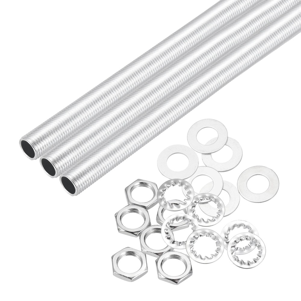 21Pcs 11" M10 Lamp Pipe Kit with Lock Nuts Washers for Assembly, Silver