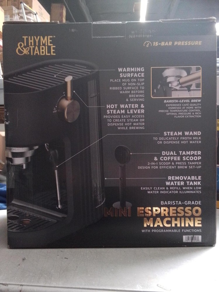 Thyme & Table Mini Espresso Machine, Slate Grey