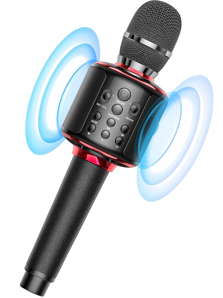 Wireless Bluetooth Karaoke Microphone, Built-in Loud Speaker for 10H Playback, A