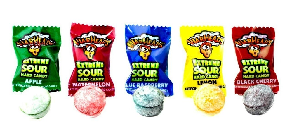 WARHEAD EXTREME SOUR REGULAR MIX ASSORTED FLAVORS HARD CANDY