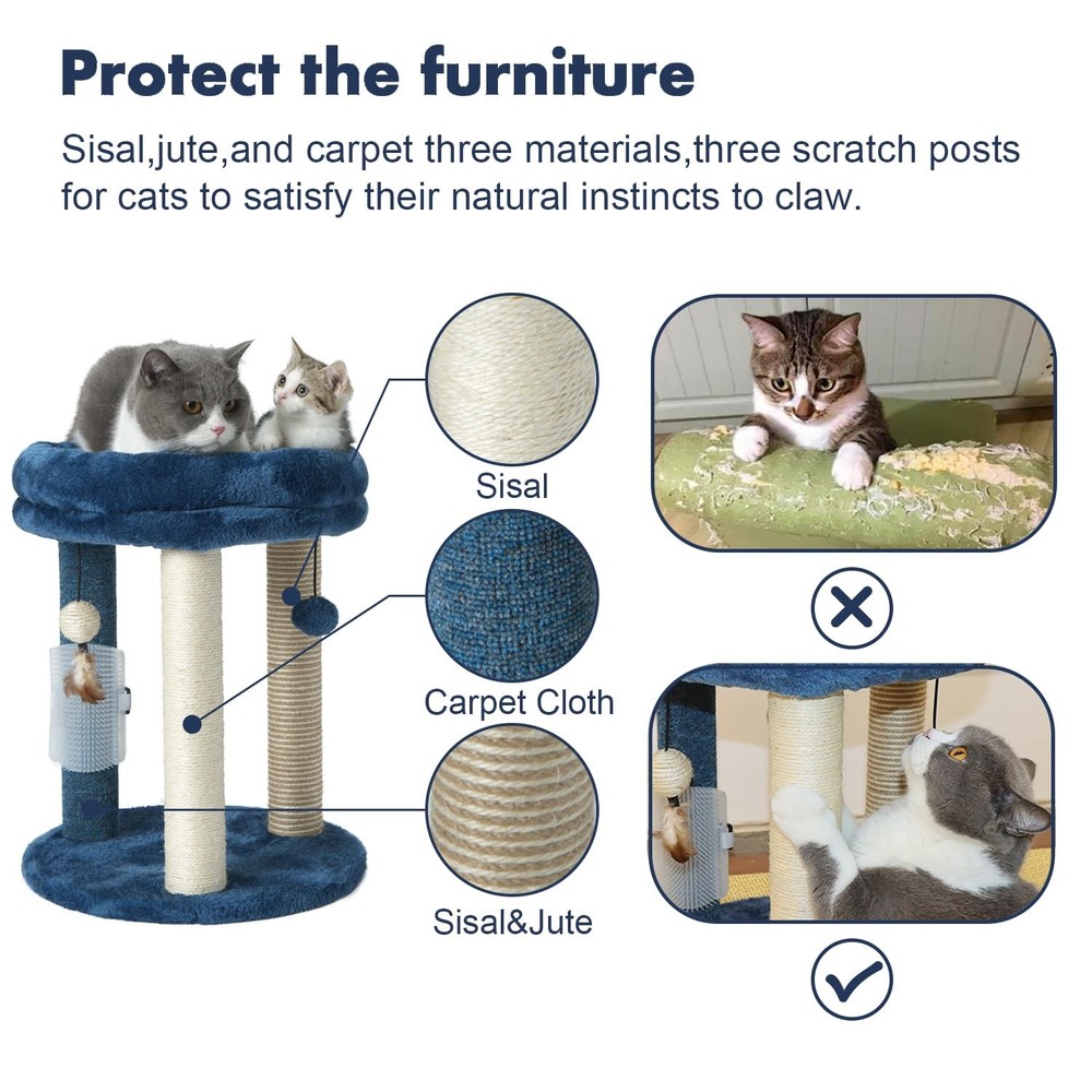 MECOOL Cat Scratching Post Tree with Tower Soft Bed.Natural Quality Sisal Car...