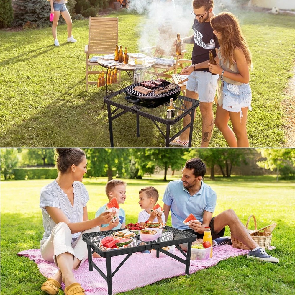 Folding Table, 2X1.3 FT Camping Table with Mesh Desktop,Folding Grill Table with