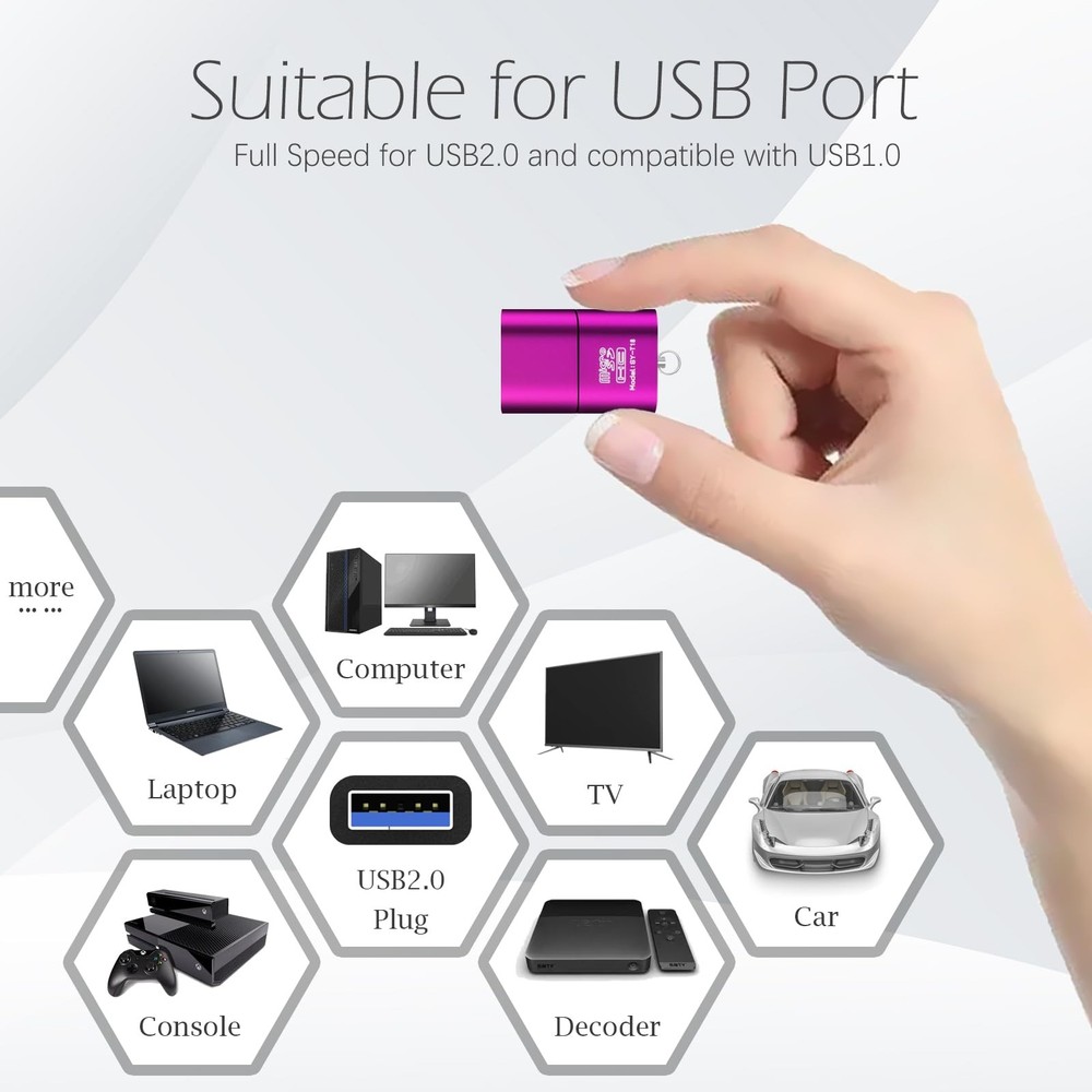 [3 Pack] Micro SD Card Reader for Android,Micro to 3 IN 1, Rose Red