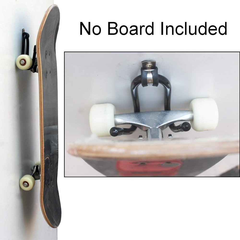 Space-Saving Black Metal Skateboard Wall Rack - Flexible Adjustable Hanger