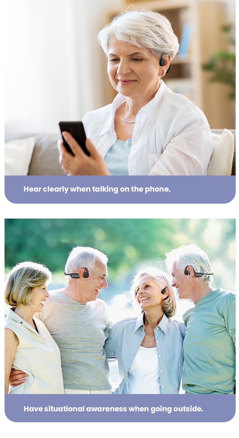 Specially designed noise reducing bone conduction hearing aids for the elderly