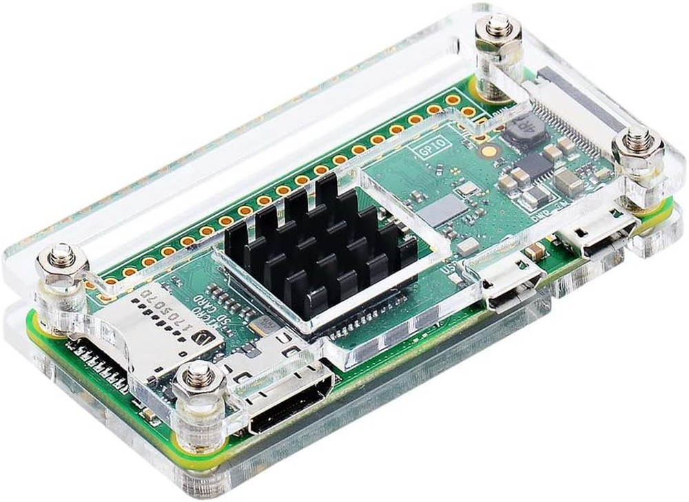 Raspberry Pi Zero Case, Case for Raspberry Pi Zero 2 W, with Heatsink, HDMI Adap