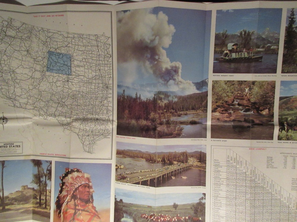 1954 WYOMING vintage HIGHWAY MAP