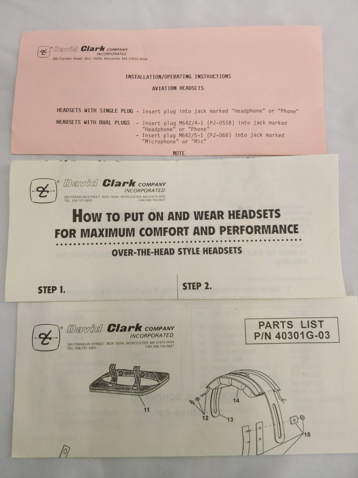 David Clark 40301G Aviation Headset Burlington Northern Railroad New Never Used