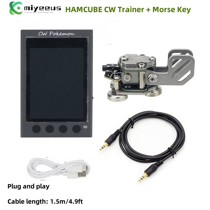 HAMCUBE Mini CW Trainer Morse Code Trainer w/ Morse Key 1.5M/4.9FT 3.5MM Cable