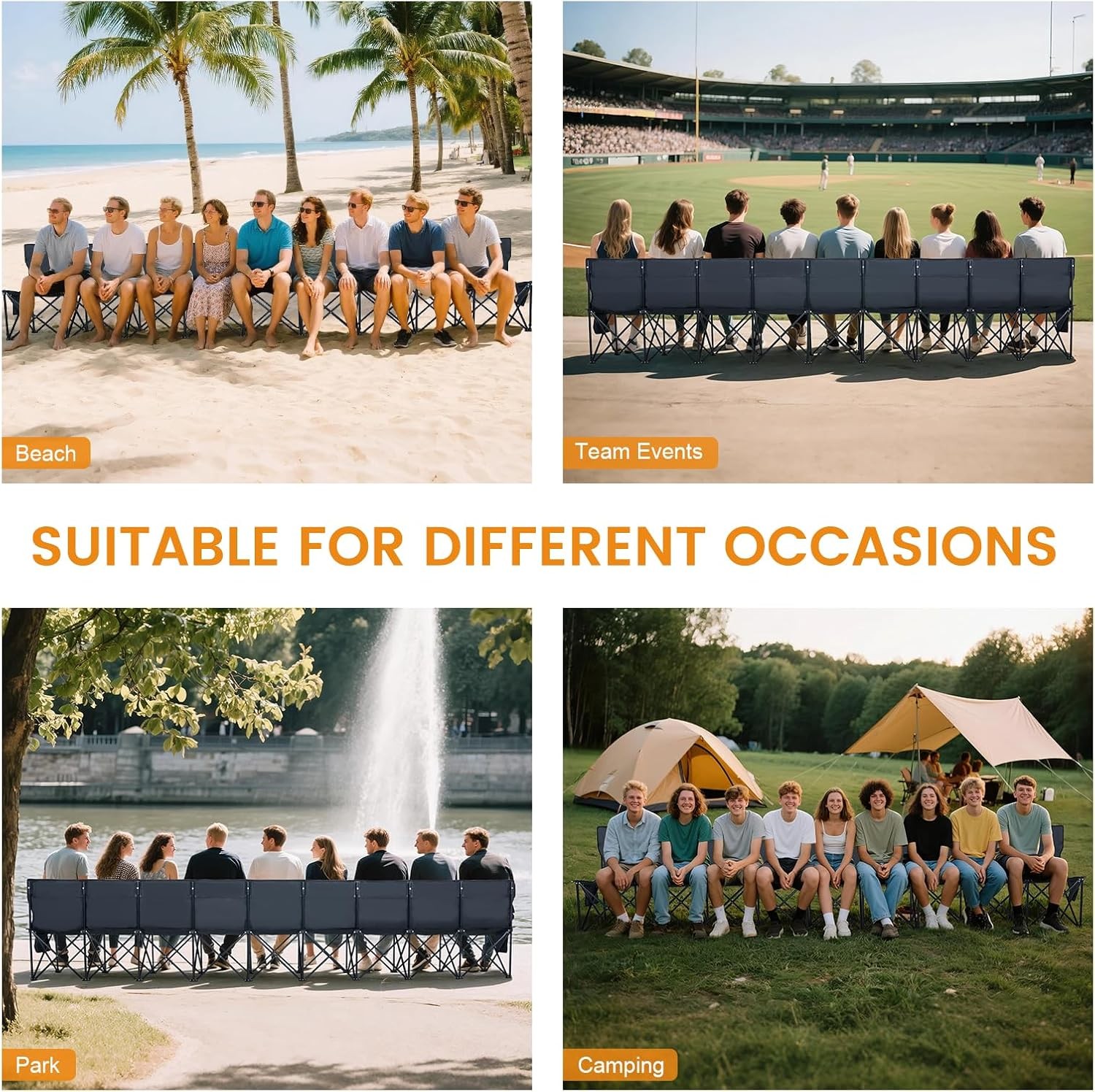 NAIZEA 4/6/9-Seater Sports Bench Folding Bench Chair Sideline Bench for Sports