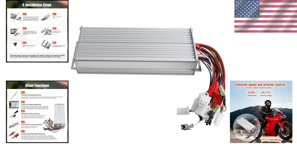48V/72V 2000W Brushless Motor Speed Controller for E-Bike & Scooter Performance