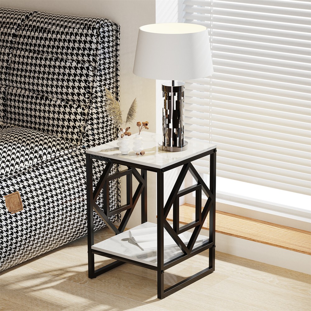Upscale Real Marble Square/Round Tea Table Metal Frame Coffee Sofa Display Table