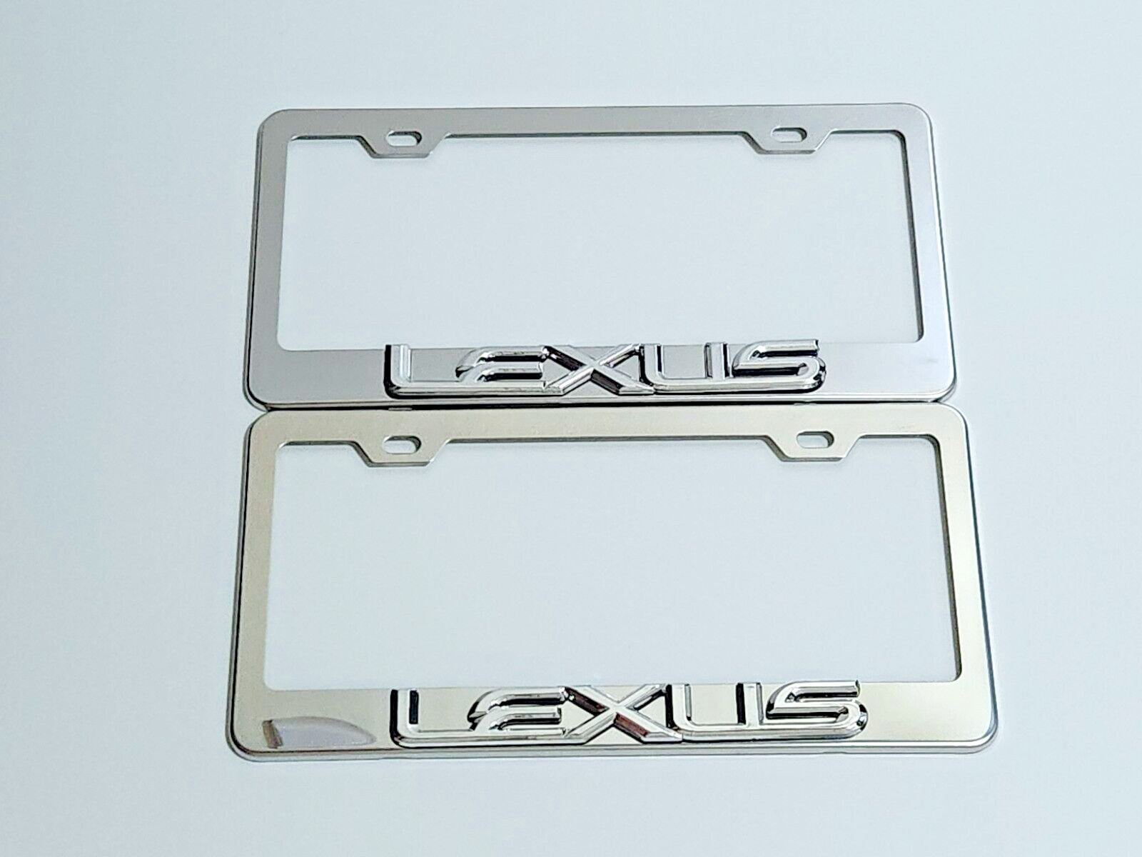 2 pcs Silver License Plate Frame for 3D Lexus Logo