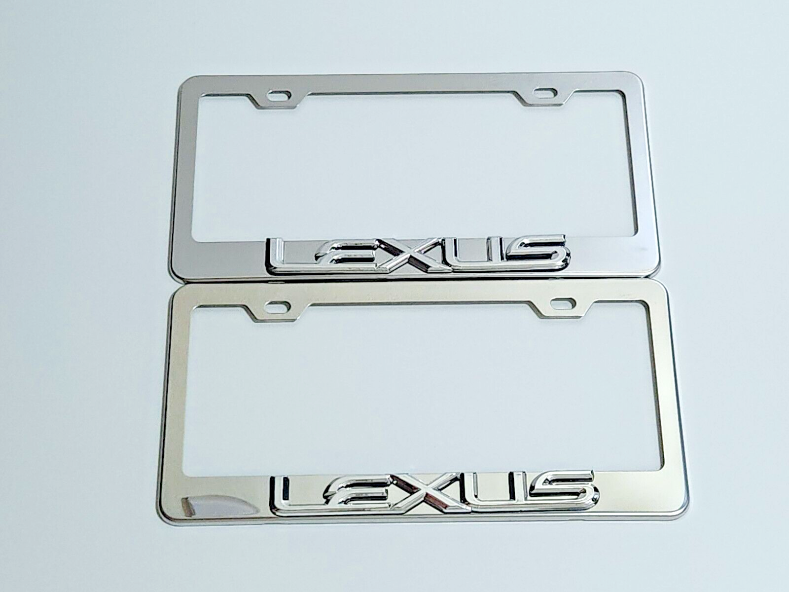 2 pcs Silver License Plate Frame for 3D Lexus Logo
