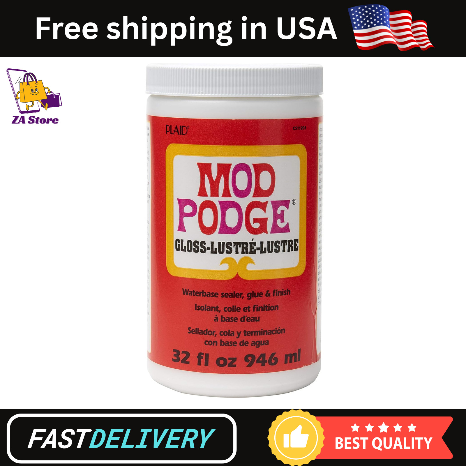 Mod Podge CS11203 Waterbase Sealer, Glue and Finish, 32 Oz, Gloss