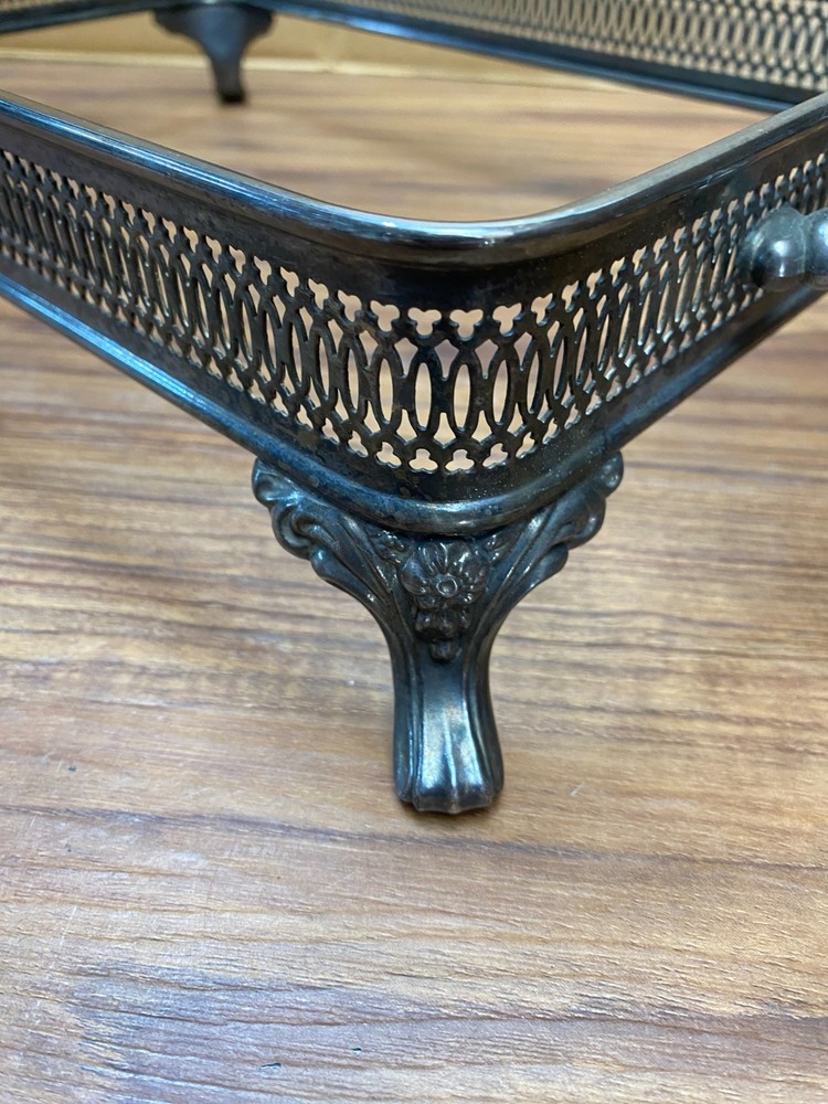 VTG Silver Plated Footed Rectangular Casserole Dish Holder Food Warmer Oneida