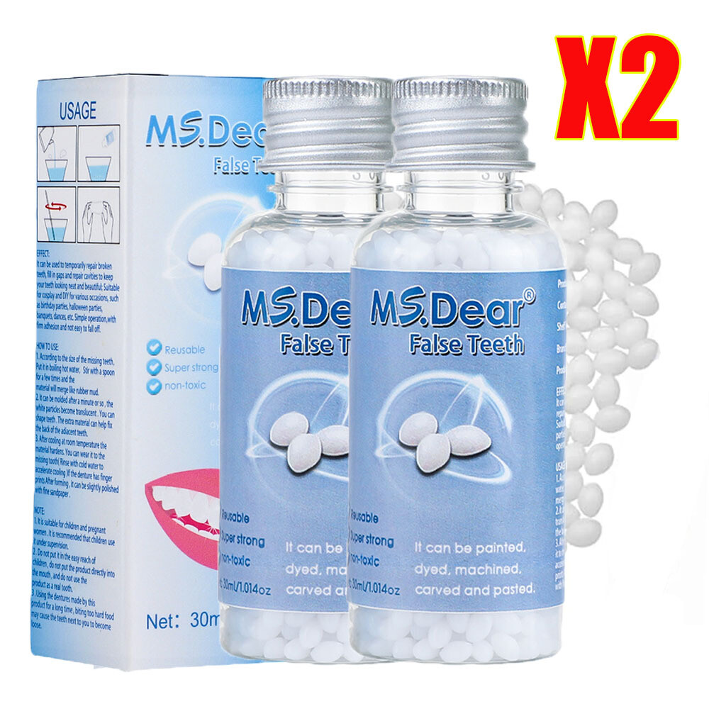 2PCS Tooth Repair Granules Temporary Reusable Moldable False Teeth Fitting Beads