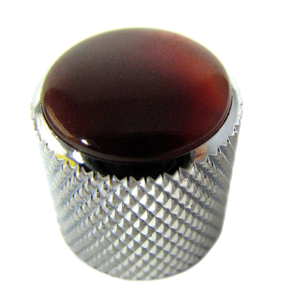 2-pack Chrome Dome Knobs with Red Agate Tops for Guitar/Cigar Box Guitar & more!
