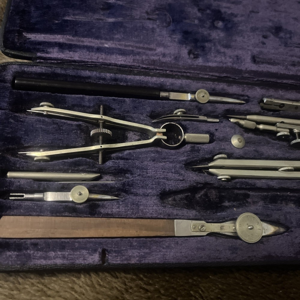 Vintage E.O. Richter & Co Precision Drawing Compass Set – Incomplete – Germany