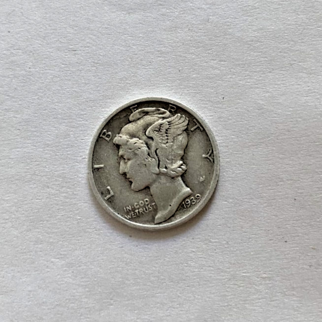 1939-D Mercury Dime Error – Misplaced Mint Mark, 90% Silver, Rare