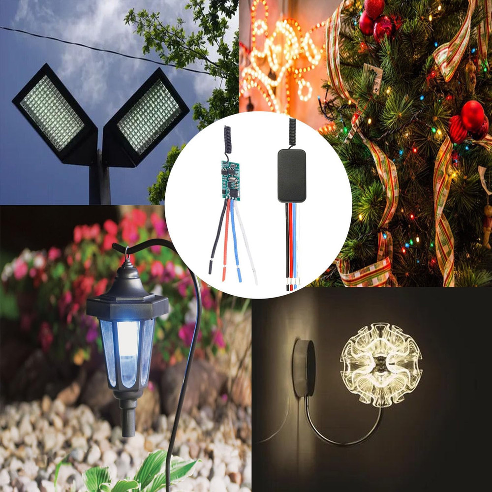 Wireless Light Switch and Receiver Kit,4 Way Mini Wireless Lights Swicth Kit,Dc