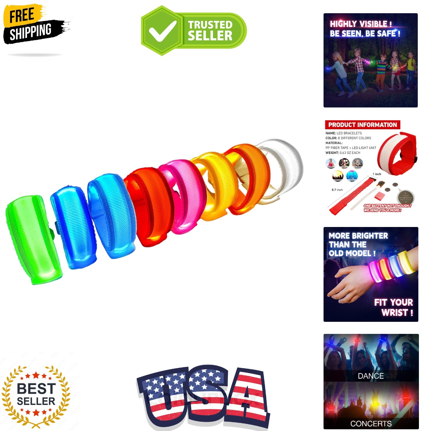 8 PCS LED Glow Bracelets, Light Up Bracelets for Kids Adults - Christmas Glow...