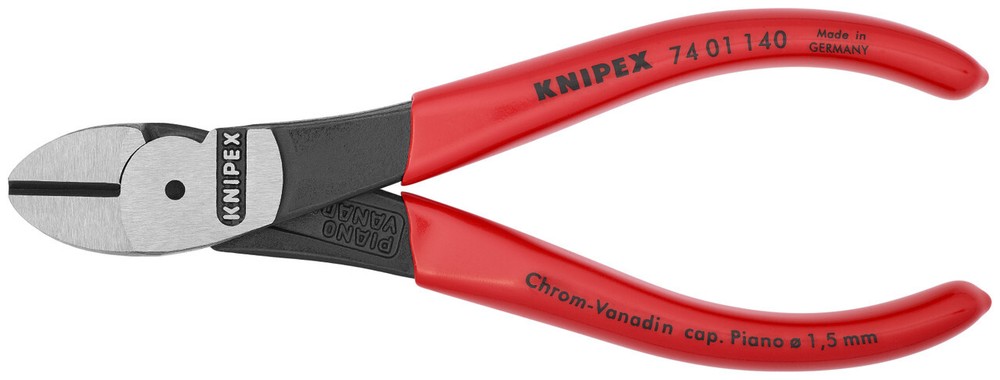 Knipex 74 01 140, High Leverage Diagonal Cutters, 5 1/2", Plastic Coating