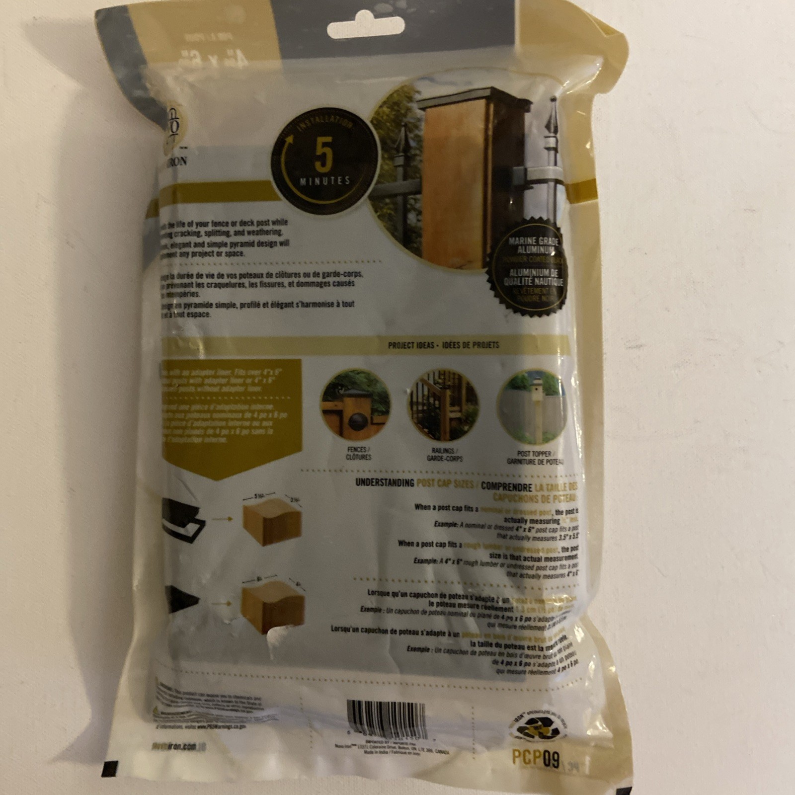 4" x 6" Heavy Duty Aluminum Pyramid Post Cap - Black